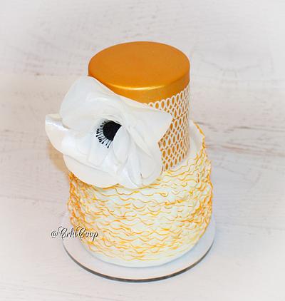 Gold, Frills, and Wafer Paper - Cake by CrktCoop