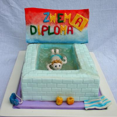 First Swimming Degree (Zwemdiploma A) - Cake by M's Bakery