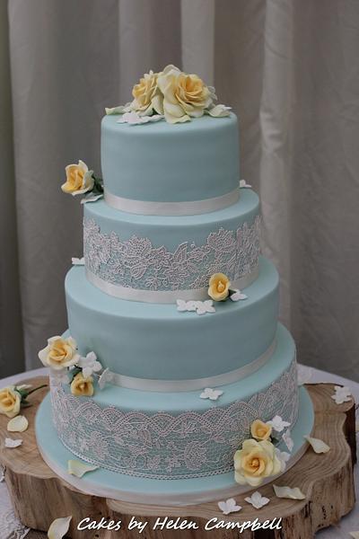 Roses and lace wedding cake - Cake by Helen Campbell