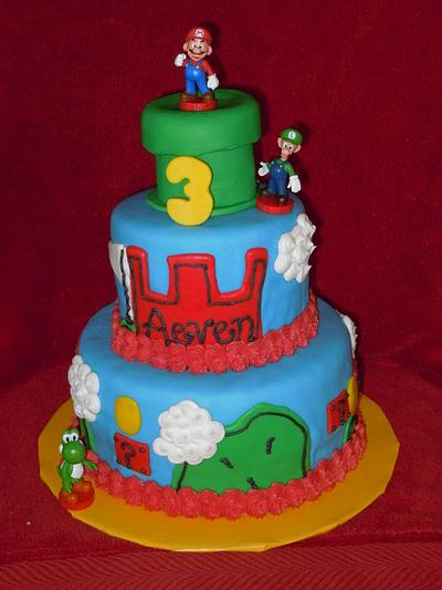 Mario, Luigi and Yoshi Cake! - Cake by sweetpeacakemom