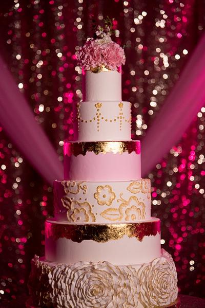 Gold and Blush Wedding Cake - Cake by Brandy-The Icing & The Cake