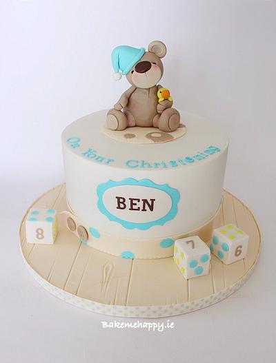 Sleepy teddy bear christening cake - Cake by Elaine Boyle....bakemehappy.ie