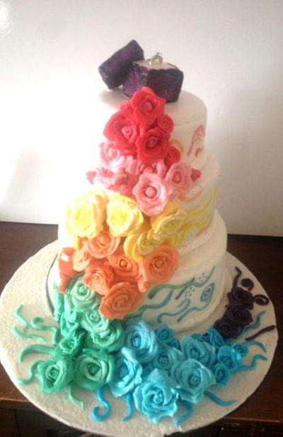 Rainbow Roses - Cake by Witty Cakes