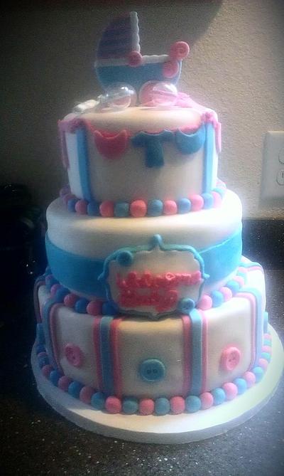 Boy/girl babyshower cake  - Cake by Crystal