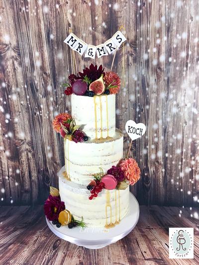 Autumn Weddingcake seminaked - Cake by ER Torten
