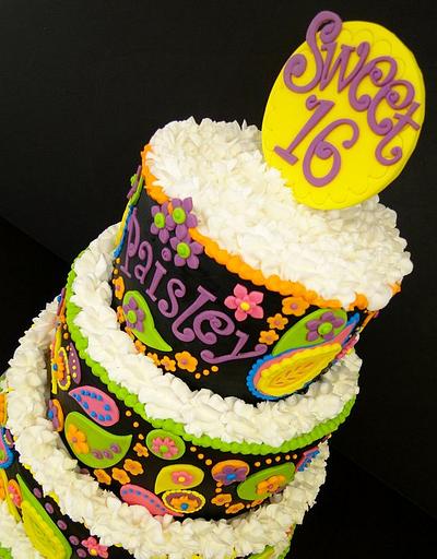 Sweet 16 Glow in the Dark Paisley Design - Cake by Connie Adkins