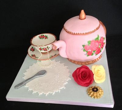 Tea pot and tray - Cake by Lesley Southam
