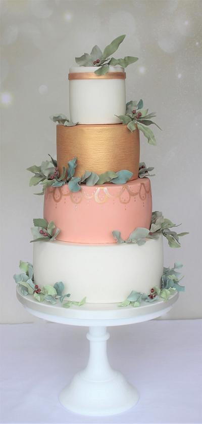 Greenery, metallics and blush - Cake by Cherish Cakes by Katherine Edwards