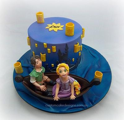 Rapunzel Lantern Scene Cake (Day) - Cake by Custom Cake Designs