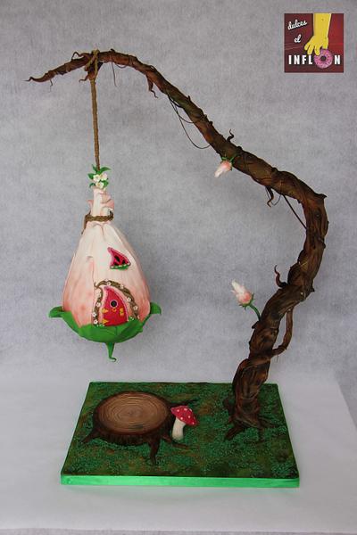 Home fairy in flower- magic or magical colaboration - Cake by Floren Bastante / Dulces el inflón 