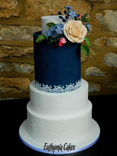 Wedding cake in dark blue - Cake by Eva