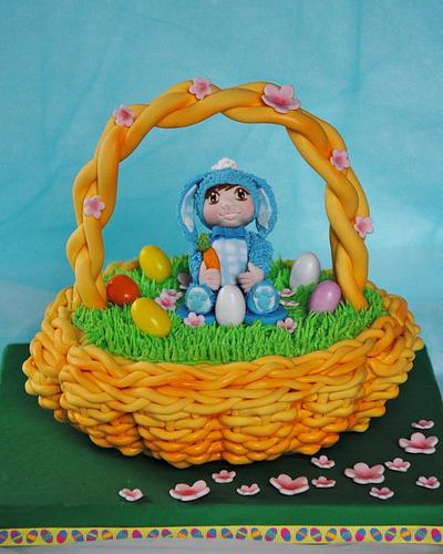 Baby Bunny Egg Hunt On The Easter Basket - Cake by SweetLin