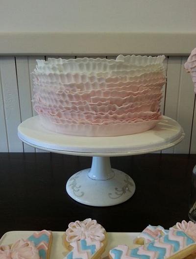 Ruffles in pink for a first birthday - Cake by Esther Scott