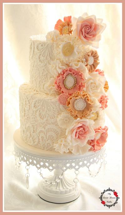 Vintage Lace Wedding Cake - Cake by My Sweet Dream Cakes