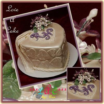 Hearts 'n Bloom-themed Mini Wedding Cake - Cake by genzLoveACake