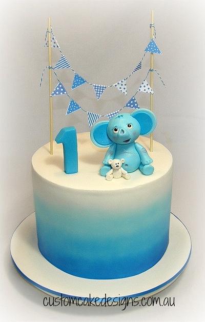Elephant & Teddy 1st Birthday Cake - Cake by Custom Cake Designs