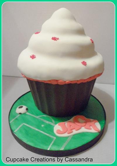 Football themed giant cupcake - Cake by Cupcakecreations