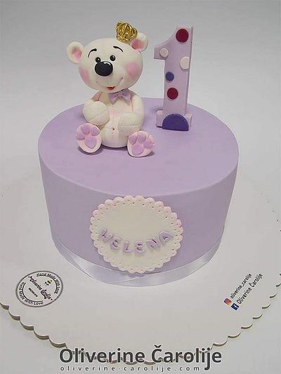 Teddy Cake for girls 1st birthday  - Cake by Oliverine Čarolije 