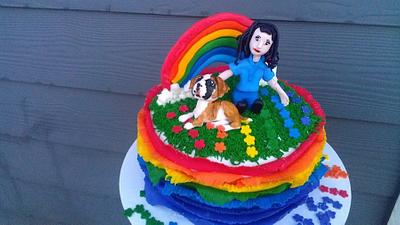 rainbows and puppy - Cake by sticky dough cakes by Julia in Ferndale