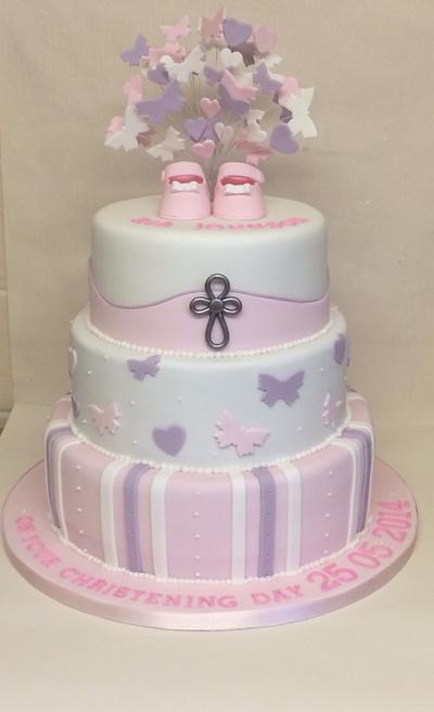 Pink Christening  - Cake by Rock and Roses cake co. 