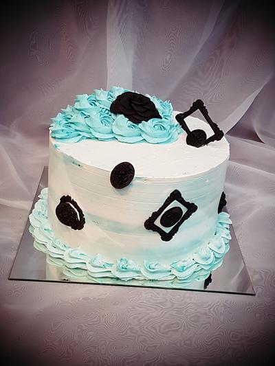 Elegant white&blue frames cake - Cake by Tirki