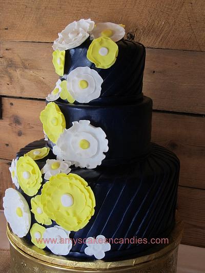 Dramatic Royal blue with yellow and while - Cake by Amy Filipoff