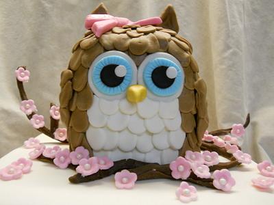 Owl in cherry blossoms - Cake by Laurie