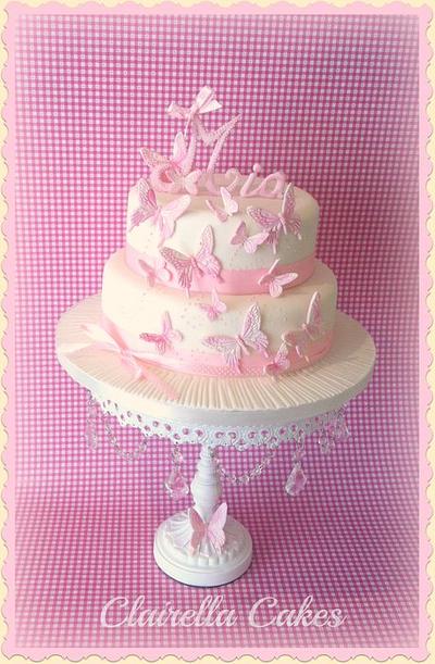 Pink Flutterby Butterflies Cake  - Cake by Clairella Cakes 