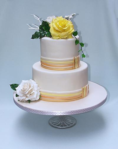 Small wedding cake with yellow rose - Cake by Zuzana Bezakova