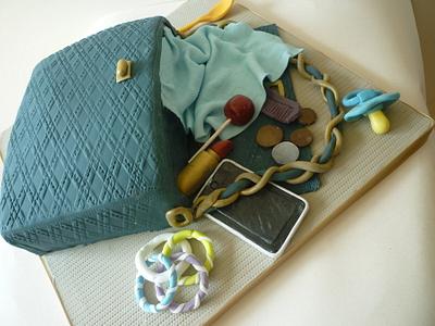 'Working yummy mummy' handbag spill cake - Cake by The Faith, Hope and Charity Bakery