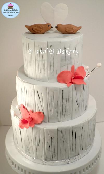 Sugar Orchids and Love birds - Cake by CakeLuv