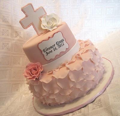 Pink Petal Baptism Cake - Cake by Tammy 