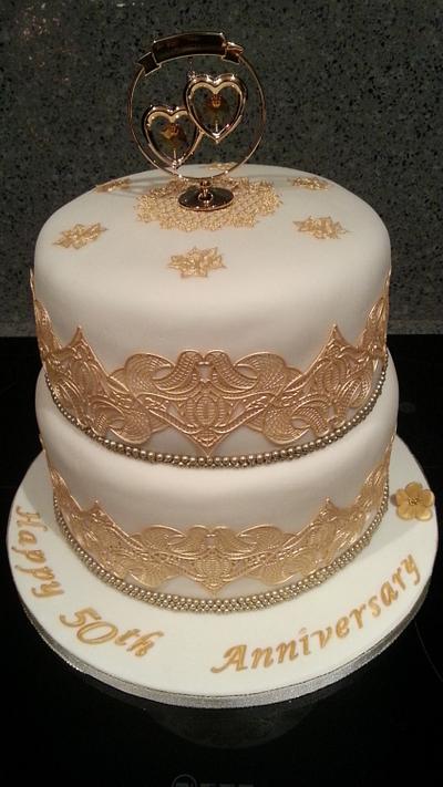 Golden Wedding Anniversary Cake - Cake by Michelle