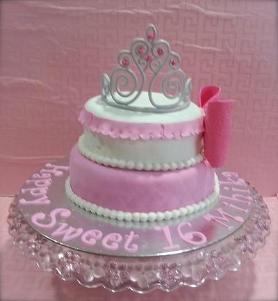 Tiara & Bow - Sweet 16th - Cake by KnKBakingCo