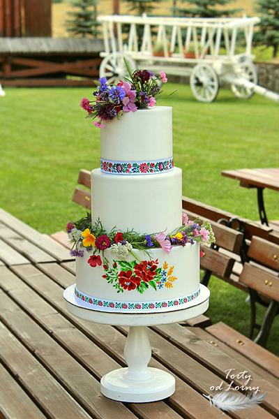 Folk wedding cake - Cake by Lorna