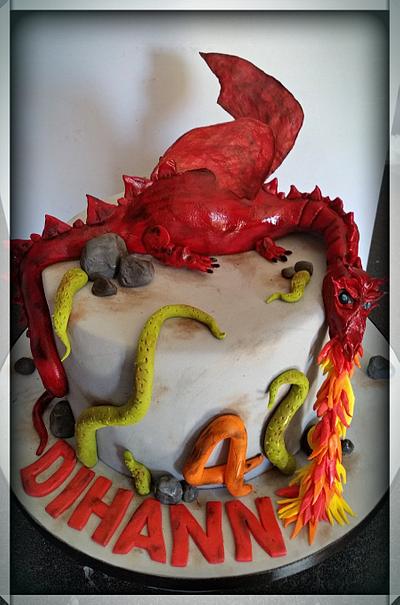 Flaming Dragon - Cake by Sweetlilthings