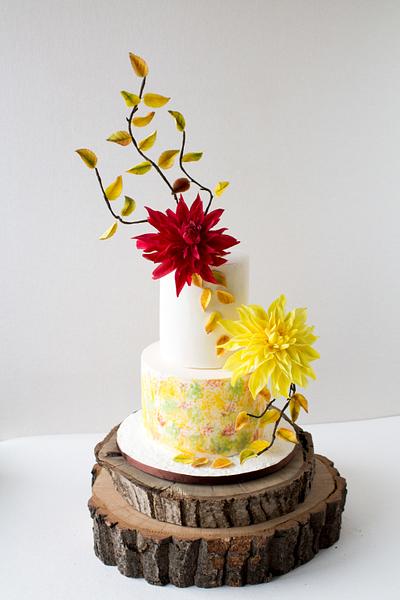 Autumn cake with sugar dahlias - Cake by Dimi's sweet art