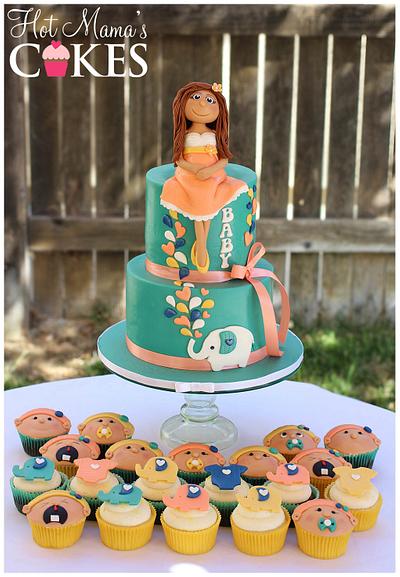 Teal and Peach baby shower! - Cake by Hot Mama's Cakes