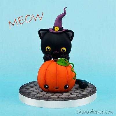 Halloween Pumpkin and a Cat - Cake by Crumb Avenue