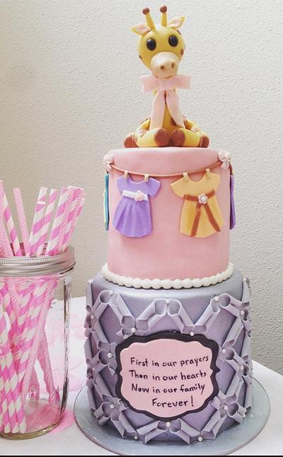 Baby Girl Shower - giraffe cake - Cake by ShelleySugarCreations