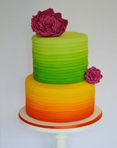 bright and colourful 2 tier cake - Cake by Krumblies Wedding Cakes