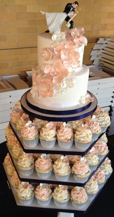 Flower Cascade wedding cupcake tower - Cake by Bianca