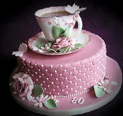 Teacup and rose - vintage cake - Cake by Tracey