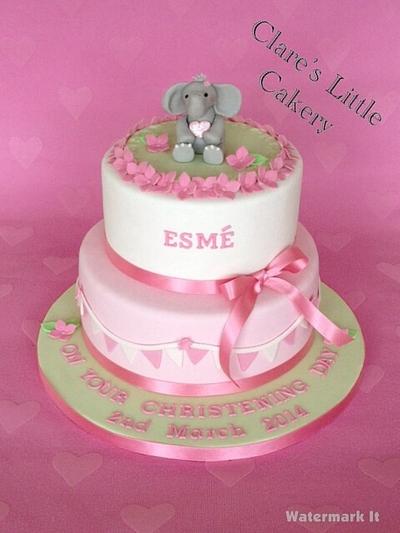 Pink, girly christening cake - Cake by Clareslittlecakery