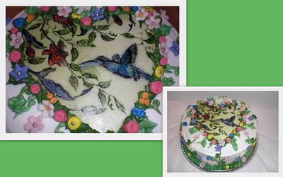 Hummingbird painting - Cake by Laciescakes