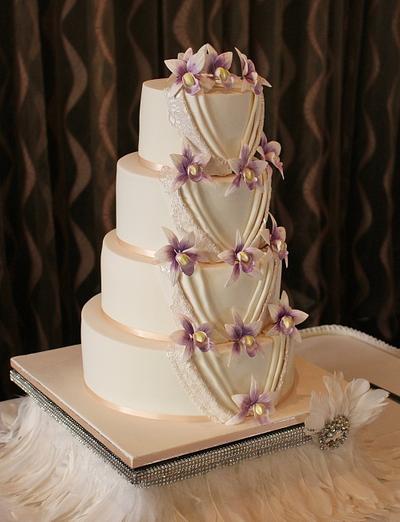 Pleats and Orchids - Cake by Sassy Cakes and Cupcakes (Anna)