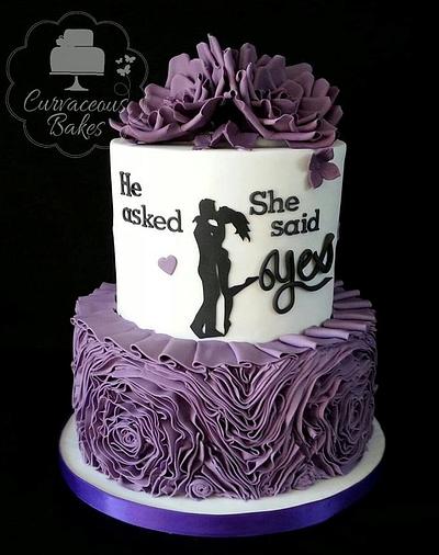 Engagement Silhouette Ruffle Cake  - Cake by CurvaceousBakes