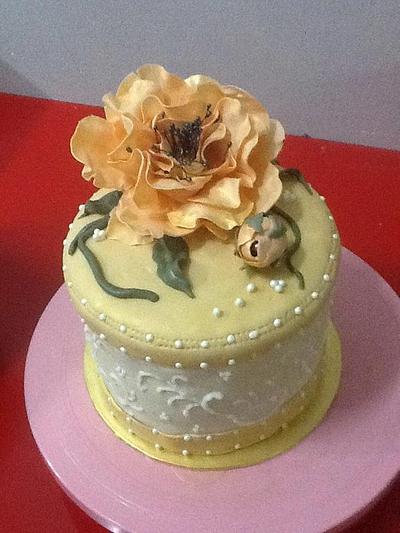 gift box cake with fantacy flower - Cake by sjewel
