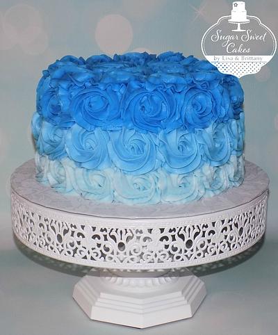Blue Ombre Roses - Cake by Sugar Sweet Cakes