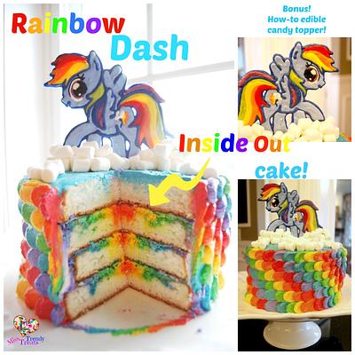 INSIDE/OUT RAINBOW DASH CAKE w/ CANDY TOPPER! - Cake by Miss Trendy Treats